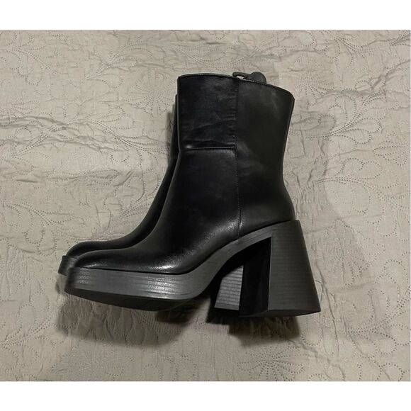 No Boundaries Women’s 9 Black Chunk Heel Boots New Y2K Style - Picture 3 of 7